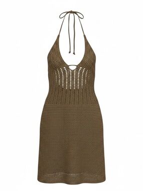 Beach Crochet Halter Cover-Up Dress